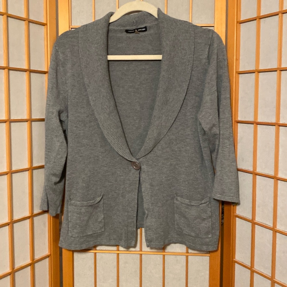Cable & Gauge Light Gray Button Front Women's Sweater Cardigan Size XL